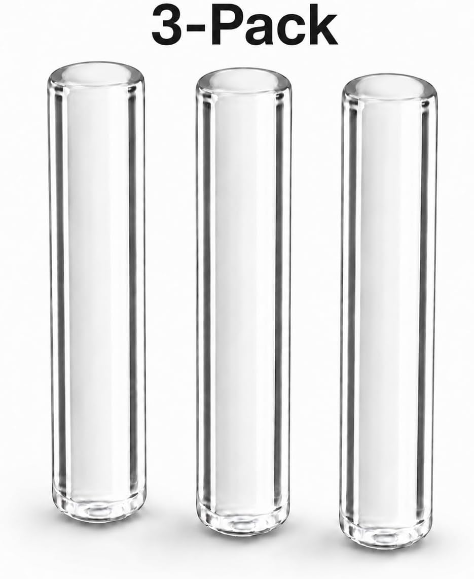 Clear Quartz Pillars 3-Pack, Solid Fused Quartz Rods 5mm x 25mm, Crafts