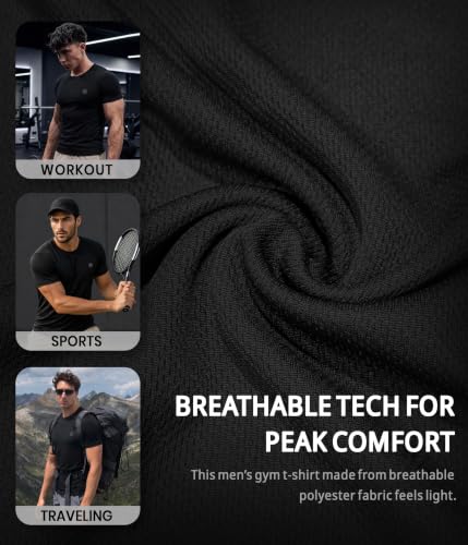 Image of CHKOKKO Gym T Shirts for Men Workout Activewear Solid Quick Dry Sports Tshirt for man Breathable Lightweight Half Sleeve Regular Fit Round Neck Running Boys T Shirt