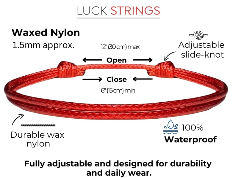 Luck Strings Adjustable Wax Nylon Cord Bracelet – Durable Waterproof Nautical Rope Jewelry for Men & Women | Handmade Minimalist Sailor’s Knot Bracelet4