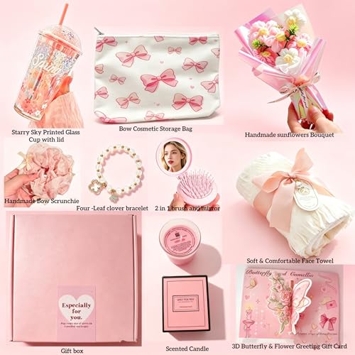 Teen Girl Gifts, Gift Baskets for Women, Birthday Gifts for Teen Girls, Tween Girls Gifts Ideas with make up bag, Tumbler, Teenage Girl gifts for Sister, Best Friend, Daughter (Blush Pink) - Image 2