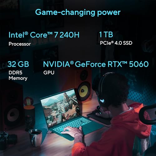 ASUS V16 Gaming Laptop, 16” WUXGA 144Hz Display, Intel Core 7 Processor 240H, NVIDIA GeForce RTX 5060, 32GB Memory, 1TB Storage, Windows 11, Matte Black, V3607VM-DS79 - Image 5