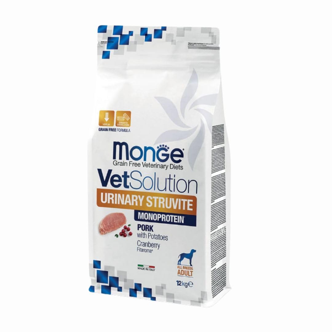 Monge Vetsolution Urinary Cane All Breeds 12 kg, kompletna karma dla psów wszystkich rozmiarów, do rozpuszczania kamieni struwitowych, 12 kg