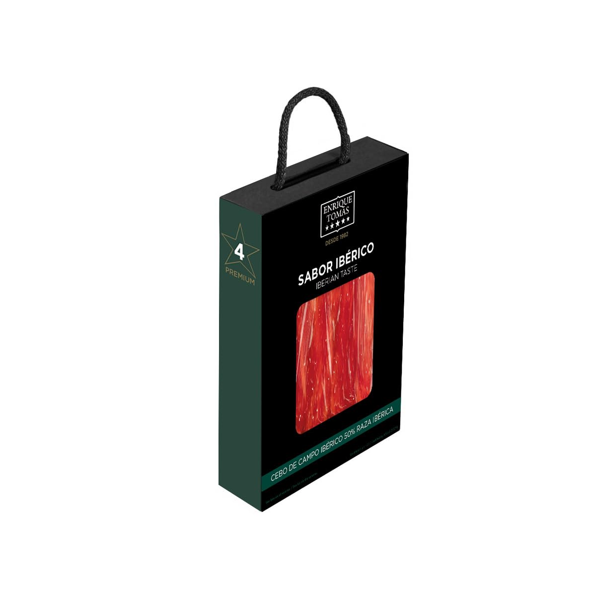 ENRIQUE TOMAS - Pack Sabor Ibérico: Jamón de Cebo de Campo Ibérico 50% Raza Ibérica, 500g, 5 sobres de jamón 80gr + 1 sobre de taquitos 80gr + 1 sobre de virutas 100gr | +30 Meses de Curación