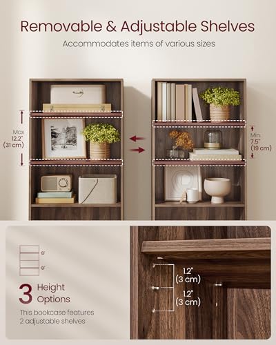 Image of VASAGLE CUSTOS Collection - Bookshelf, 4-Tier Bookcase, Book Shelf, Open Storage Shelf, 9.4 x 23.6 x 42.4 Inches, for Living Room, Home Office, Dining Room, Natural Walnut ULBC164K01