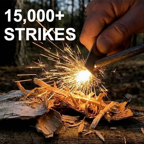 Fire Starter Survival Kit – 4 Ferro Rods (4", 3.2", 2×2.4"), 2 Strikers, 2 Tinder Wicks (13" Each), and 2 Paracords (40“ Each). Flint and Steel Emergency Tool. - Image 4