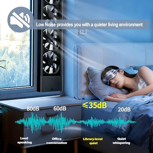 Image of Vertical Windows Exhaust Fan for Sliding Windows, Ultra-quiet Window Fan, 29~35in Adjustable Hight Variable Speed Vent Fan, Using for Home Attic Kitchen Buthroom Garage Ventilation (39~35in)
