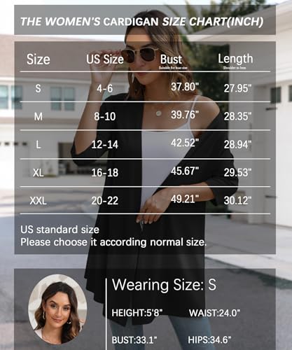 Womens Lightweight Open Front Cardigan Casual Loose Knit 3/4 Sleeves Fall Outwear Fashion4