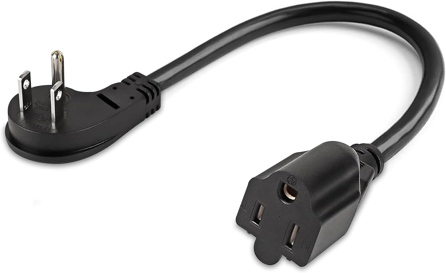 1875W Short Extension Cord,15A 14AWG Low Profile Flat Plug Heavy Duty Extension Cord Outlet Saver 3-Prong Grounded Power Extension Cable (White 1 Feet)