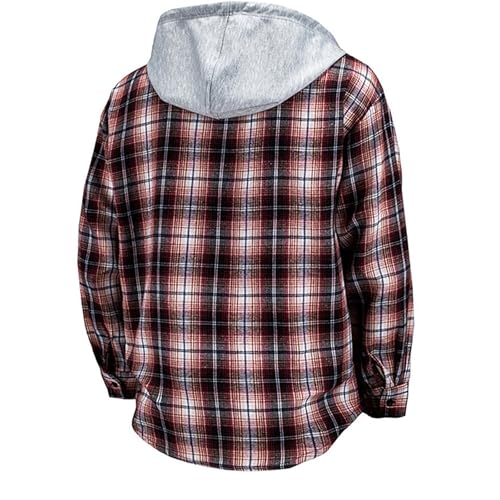 Men's Flannel Jacket Loose Plaid Lined Flannel for Men Shirt Button Warm Jackets Hoodies Pullover Long Sleeve Coat2