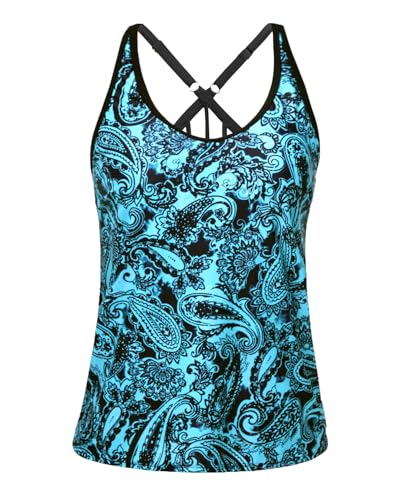 Image of Yonique Womens Tankini Top Only Athletic Swim Top Modest Tankini Swimsuit No Bottom