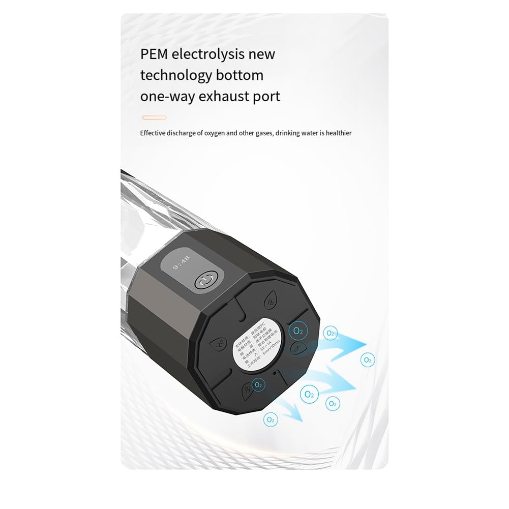 Générateur d'hydrogène d'électrolyse PEM, écran 8000PPB, bouteille d'eau hydrogène rechargeable portable, installation facile, facile à utiliser, noir