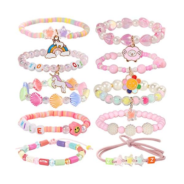 PinkSheep Beads Bracelet Unicorn Bracelet for Kids Girls Charm Bracelet Friendship Bracelet 10 PC Party Favor