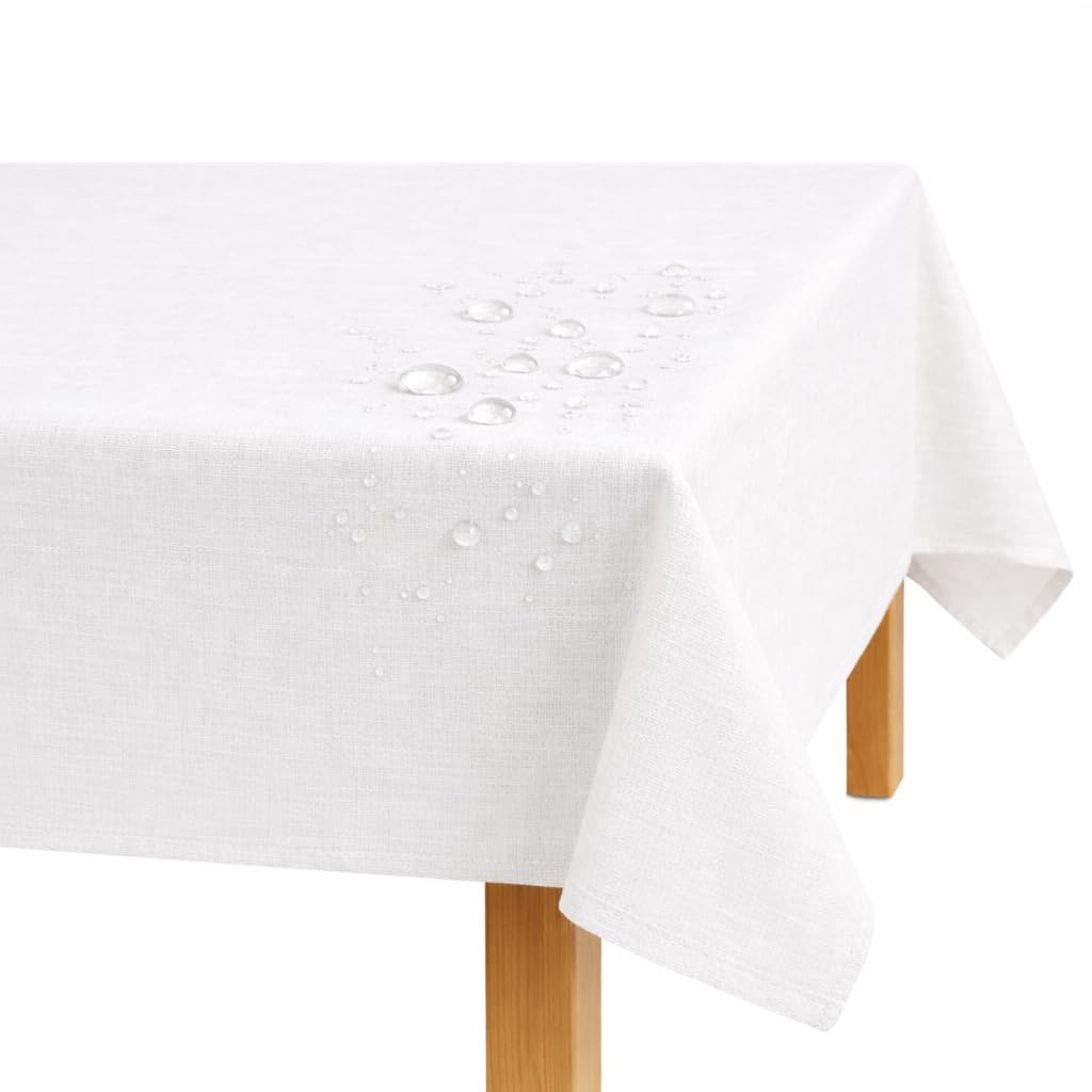 Mantel de Mesa 140x280cm Rectangulo Repelente al Agua, Tacto al Lino, 100% Poliester. Lavable y Reutilizable, para Cocina, Comedor, Jardín, Terraza y Restaurante – Interior y Exterior