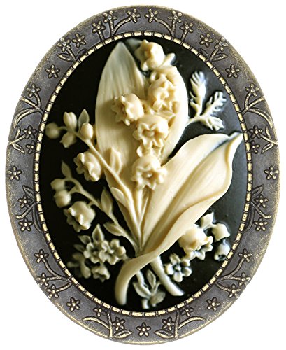 Image of Floral Pin Brooch Antique Brass Flower Decor Fashion Cameo Jewelry Pouch for Gift