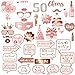 50th Birthday Party Photo Booth Props and Signs, Rose Gold 50 Birthday Party Selfie Props Kit with Sticks for Girls Women,Fifty 50th Happy Birthday Party Decorations Supplies Favors