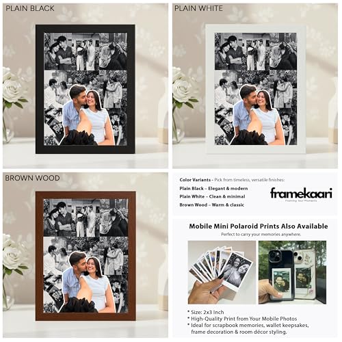 Image of Framekaari Customised Couple Photo Frame | Personalized Photo Collage Frame with Custom Text | Birthday, Anniversary & Romantic Gift for Couples | Tabletop & Wall Mount | 16x21 cm (Design-01)