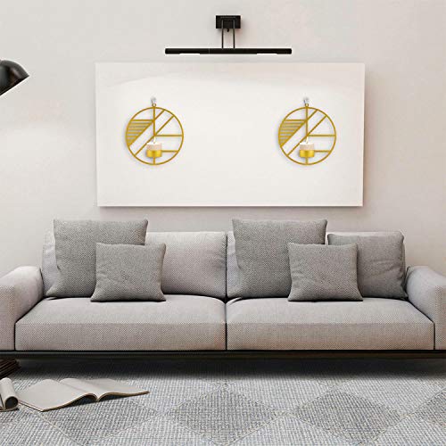 Wall Candle Holder Set Of 2, Gold Metal Sconce Tealights Holders For Christmas Small Pillar Candles Wall Décor For Living Room Dining Wedding Decoration #TOP6