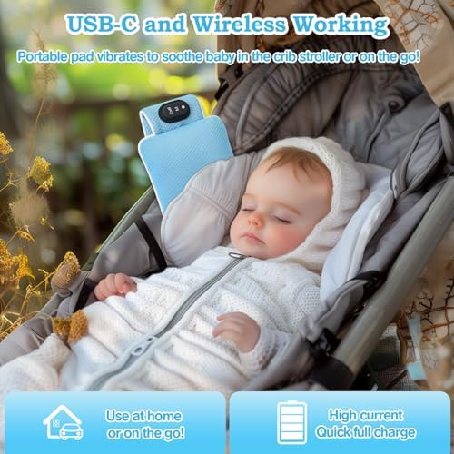 Ultimate Baby Sleep Soother – 3 Vibration Modes & Intensities for Gentle Sleep Assistance, Type-C Fast Charging, Perfect Crib Accessory for Newborns and Infants!(Small)