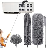 MUXUN 4 Pcs Microfiber Cobweb Duster with 100-inch Extendable Pole, Washable and Reusable Feather Cleaning Duster Kit with 3 Duster Heads,Dusters for Cleaning with Telescopic Pole for High Ceiling Fan