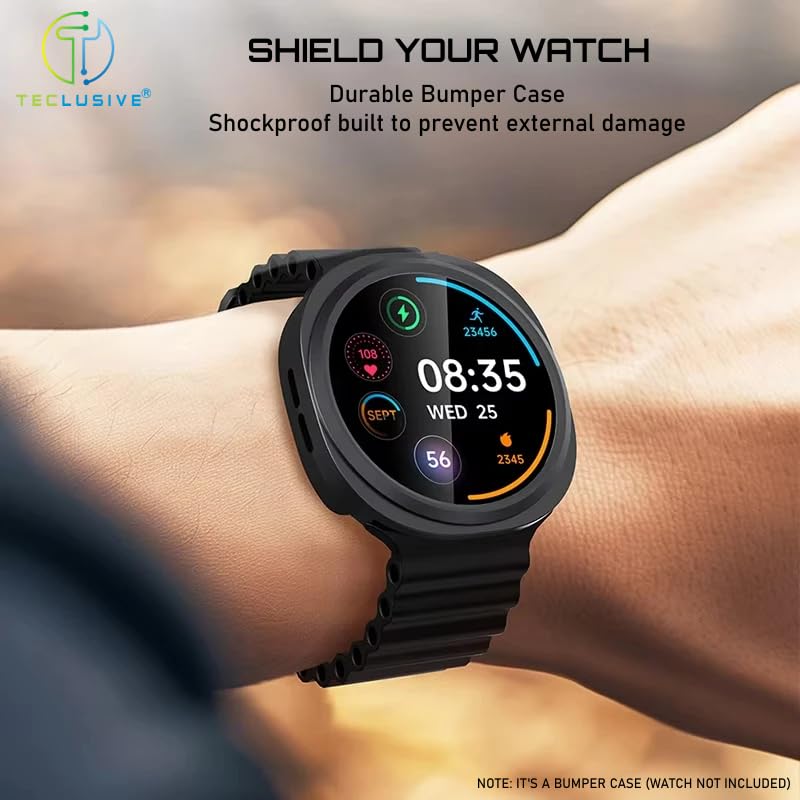 Image of T Teclusive Protective Slim Bumper Case Compatible for Galaxy Watch 8 44mm | Curved Hard Shell Bumper Side Edge Protection Cover for Watch 8 4.4 (Gray, 44mm)