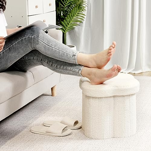 image for B FSOBEIIALEO Storage Ottoman Cube, Flowers Shaped Ottomans with Stora