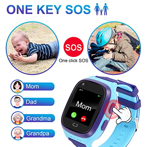 4G Kids Smart Watch For Gps Tracker - Boys Girls Smartwatches With Two Way Calling 7 Puzzle Games Sos Camera Alarm Clock Class Disturb Pedometer For Kids Children Students Ages 3-12 Birthday Gifts #TOP4
