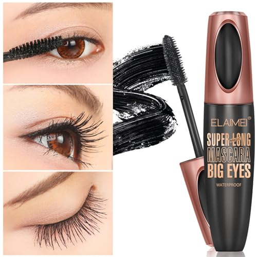 Mascara Black Volume and Length, Natural Waterproof Smudge-Proof 4D Silk Fiber Lash Mascara Long-Lasting, Adds Length, Depth & Glamour Effortlessly - Image 5