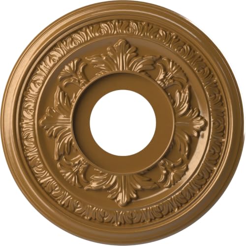 Image of Ekena Millwork CMP13BADVG Baltimore Thermoformed PVC Ceiling Medallion (Fits Canopies up to 5 1 /4 inch), 13 inchOD x 3 1 /2 inchID x 3 /4 inchP, Universal Aged Metallic Vintage Gold