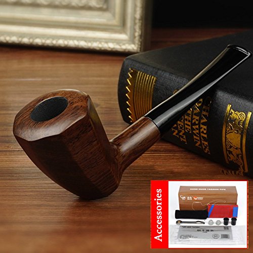 JiaQi manual Small shiny tobacco pipe,3 in 1 scraper Smoking pipe,Tobacco pipe,Accessories,Pipe cleaners Wood Detachable-B