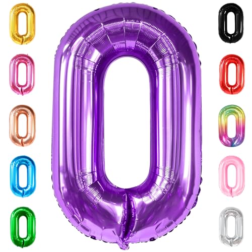 Image of KatchOn Purple 0 Number Balloons 40 Inch