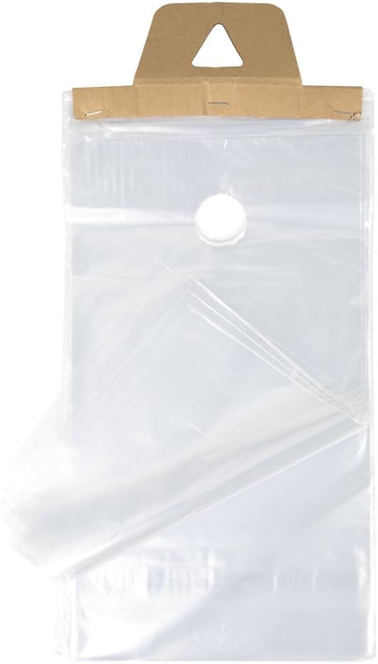 ClearBags 9 x 15 Door Hanger Bags (1000 Bags) for Door Knob Flyers Promotions Coupons | Clear Plastic Poly Hanging Bags for Mail | Newspaper Bags with Hangers Protect Against Rain, Dirt, & Bugs | DK4