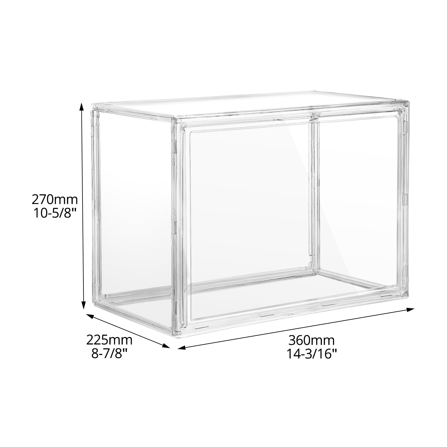 QWORK® 3 Stück Schuhboxen Stapelbar, Transparente Kunststoffboxen mit Magnetverschluss, Schaukasten, für Figuren, Bücher, Kosmetik, Schuhe und Handtaschen