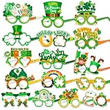 Saint Patrick Accessoire: Vous recevrez 32 Saint Patrick lunettes en papier avec 16 motifs différents. Portez-les avec votre Saint Patrick Deguisement. Profitez de votre fête de la St Patrick avec votre famille et vos amis !