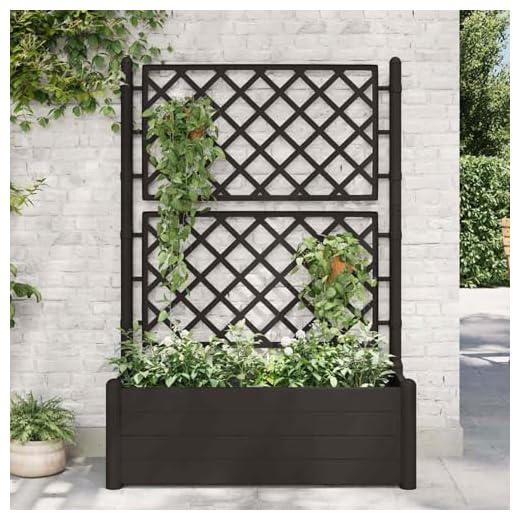 Tidyard Växtkruka planteringskruka upphöjd blomkruka gjord av PP med spaljé trädgårdspalier droppmark, spaljé spaljé växtlåda blomlåda 100 x 43 x 142 cm, frost-UV-beständig, 90 l