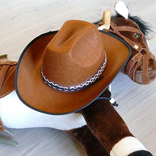 P’TIT CLOWN - 11235 - Filzhut Cowboy Kind - Unisex - Zubehör Westernkostüm - Für Karnevalskostüm, Halloween, Cosplay, Geburtstagskostüm, Kostümfest, Show - Braun