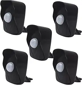 KIT 5 Sensor de Presença Externo 180° Preto Qa26M – Fotocélula Inteligente, 6 Funções, Borne Rápido, Economia de Energia