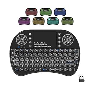 viboton Backlit Mini Wireless Wi-Fi Keyboard Touchpad Mouse and Multimedia Keys for Android TV Box Smart TV HTPC PS3…