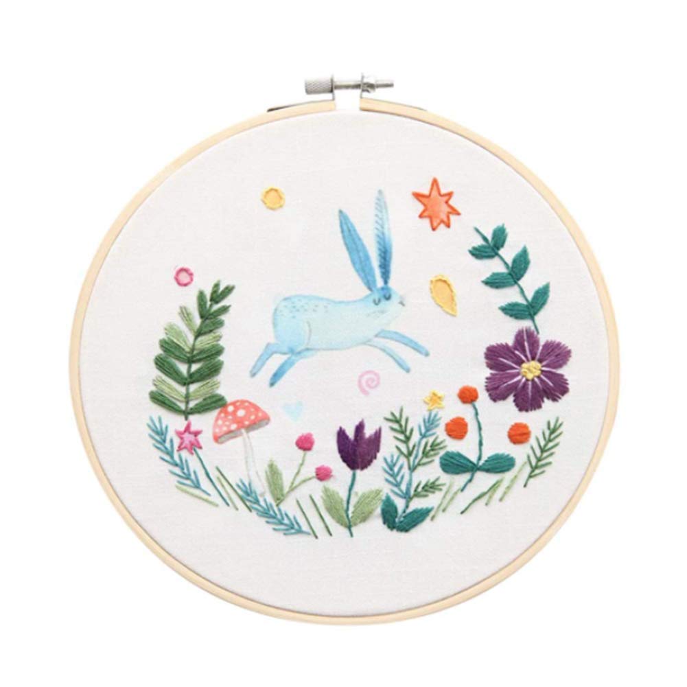 Kit de broderie au point de croix motif lapin, 150 x 150 points, 27 x 27 cm, 14 carats, en coton compté