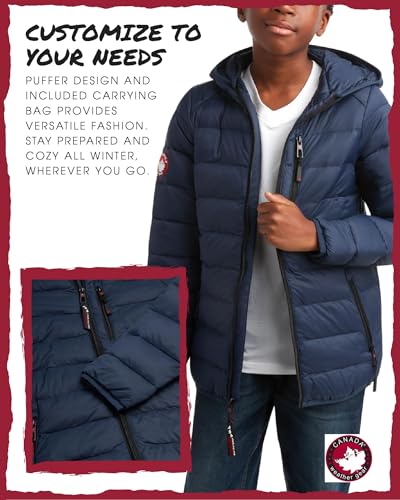 Image of CANADA WEATHER GEAR Boys' Puffer Jacket - Lightweight Packable Bubble Coat, Water Resistant Outerwear Jackets for Boys (8-20)