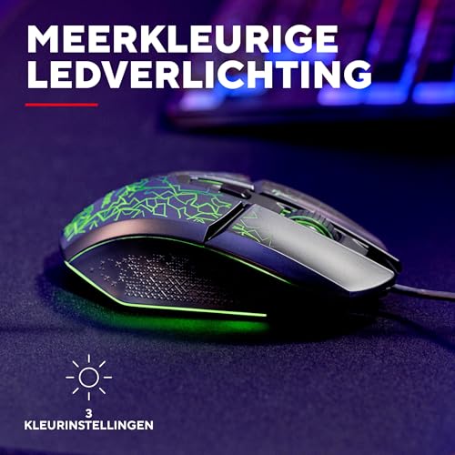 GXTrust 1113 Vylax Gaming Muis met LED Verlichting en 6 Programmeerbare Knoppen, Geïntegreerde Software, 200-6400 DPI, 150 cm USB Kabel, Wired Gaming Mouse voor PC Computer Laptop, Zwart - Afbeelding 5