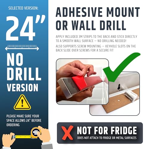24" Strong Adhesive (No Drill) Magnetic Knife Holder for Wall - Professional Knife Strip - No Screws Needed - Adhesive Backing - Stainless Steel Knife Bar (Upgraded Version – Will Not Fall) by HMmagnets - Image 3