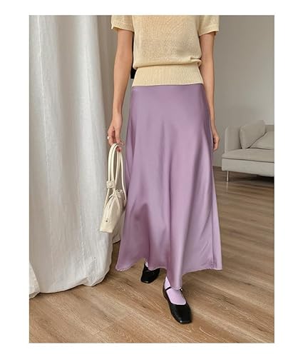 Bestgift Saia plissada feminina saia curta jk cintura alta saia evasê terno saia, Roxa, G