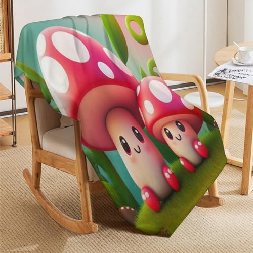 Couverture flannel champignon 130x150 cm jeté de canapé doux