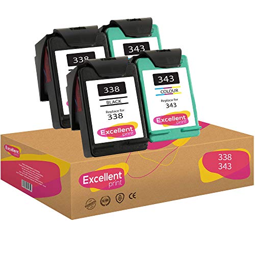 Excellent Print 338 343 Compatible Cartuchos de Tinta para HP Officejet 100 Photosmart 2573 2575 8050