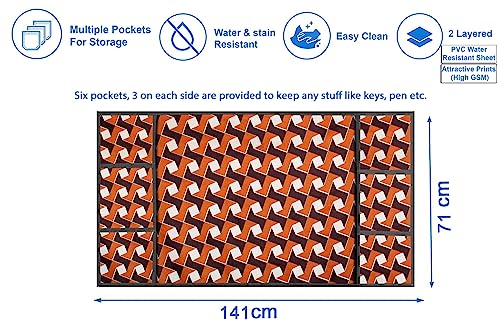 Image of Stylista Refridgerator top Cover Suitable for Samsung RS76CG8003S9HL, 653 Liter Fridge, Dimension (WXD) 71x141 CM, Frieze Pattern Orange