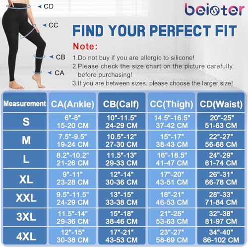 Image of Beister Medical Compression Leggings Women & Men 15-20mmHg Opaque Footless Waist High Compression Stockings & Thighs, Circulation Support Pressure Pantyhose for lipedema, Varicose Veins, Oedema, DVT