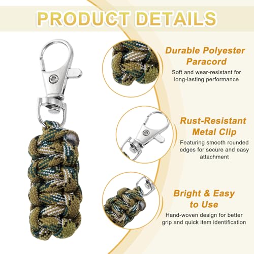 Image of YELARXI Paracord Zipper Pull Polyester Zipper Pulls Replacement Woven Rope with Metal Clasp, 80 mm Length Fit for Backpacks Clothing Luggage Accessories - Cylinder (5 Pack, Olive Green)