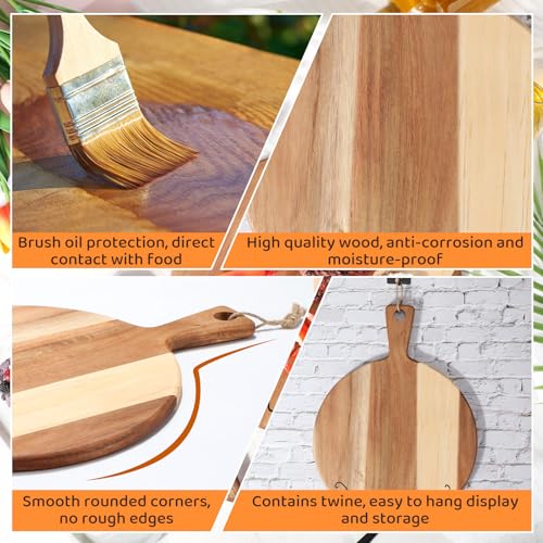 Tabla de cortar redonda de madera con accesorios 6 pcs miniatura 6