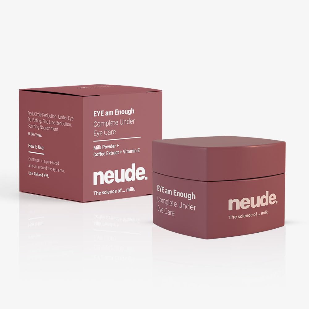 NeudeEye Am Enough Under Eye Cream For Dark Circle&Puffiness Reduction With Milk,Caffeine,Vitamin E,Almond Oil&Olive Oil For Men&Women|Brightening Eye Cream For Complete Eye Area Treatment,10Ml
