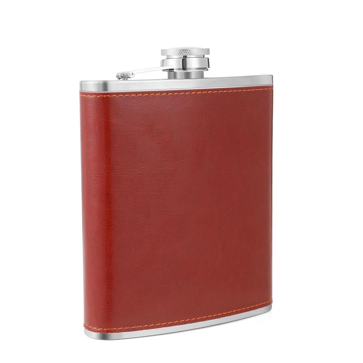 18 oz Red Brown Leather Whiskey Liquor Hip Flask